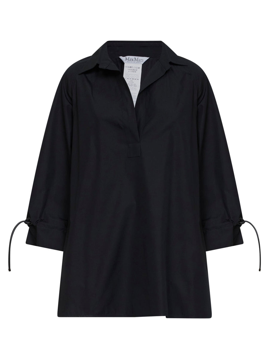 Blouse Mxmadorni Black Cotton Poplin Shirt