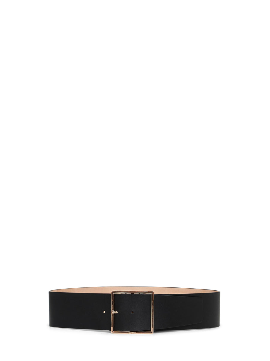 Wide Belt Mxaginnico Black Calf Leather (bos Taurus)