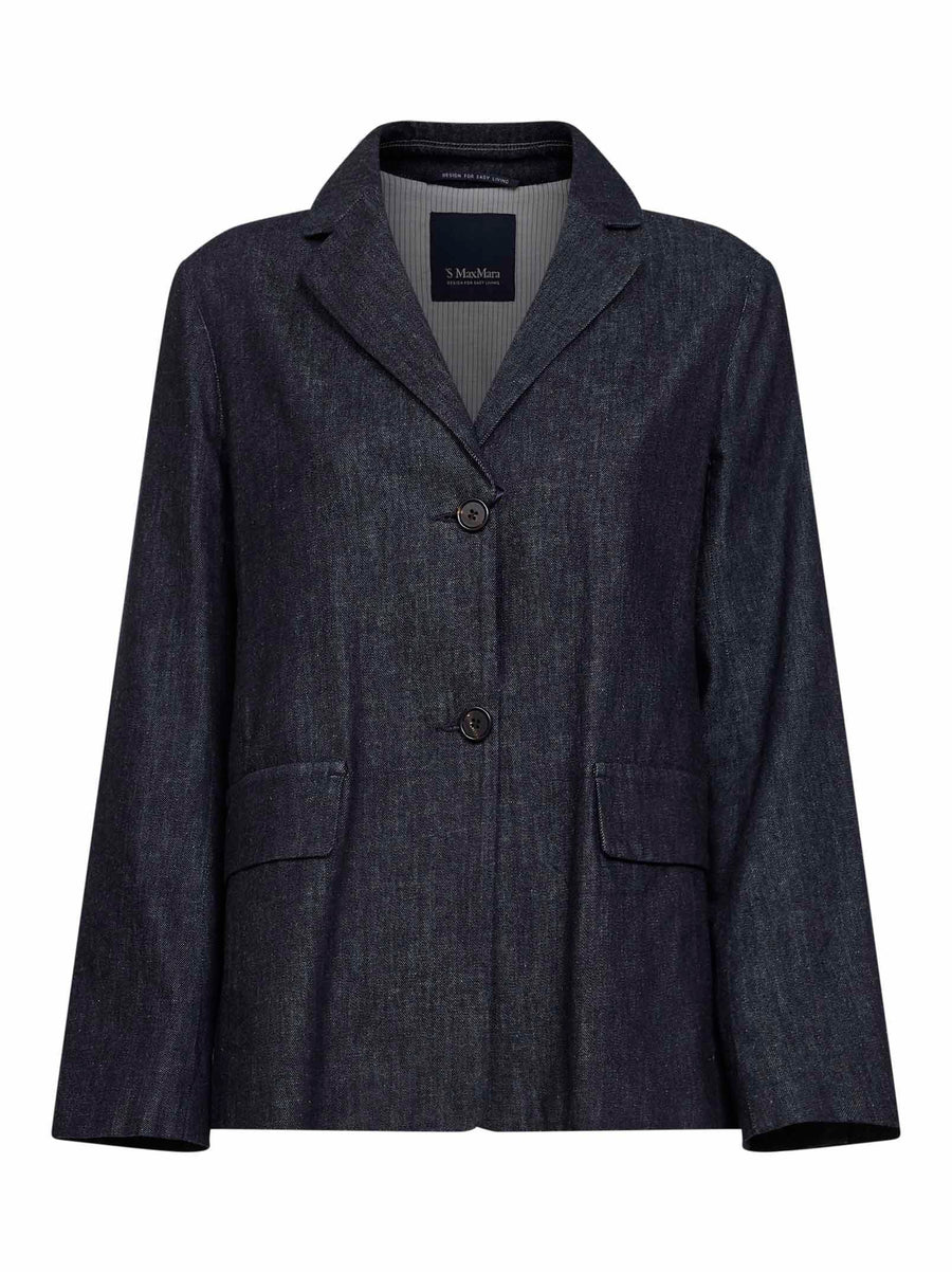Navy Blue Single-Breasted Jacket Cotton