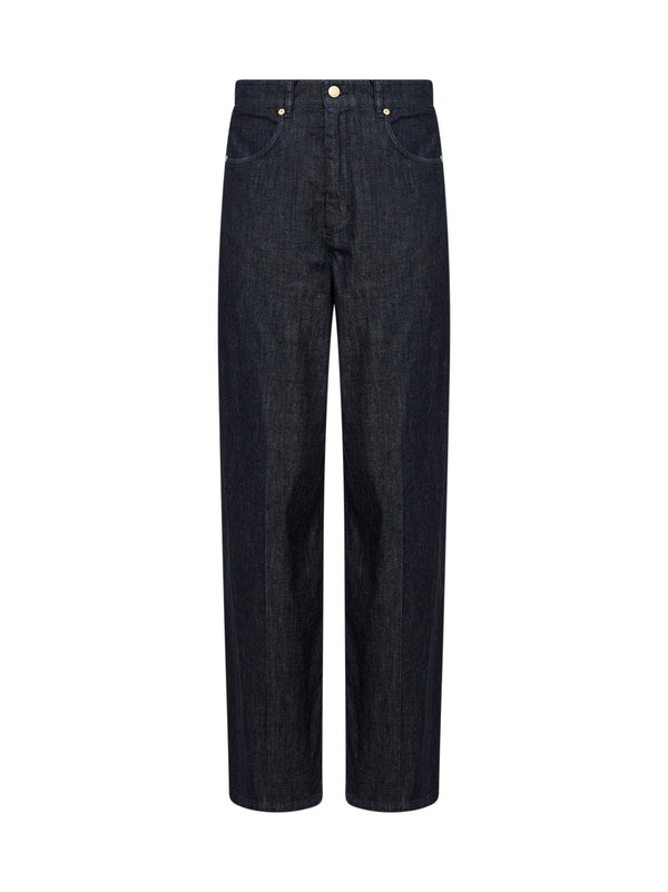 Navy Blue Straight-Leg Jeans Cotton