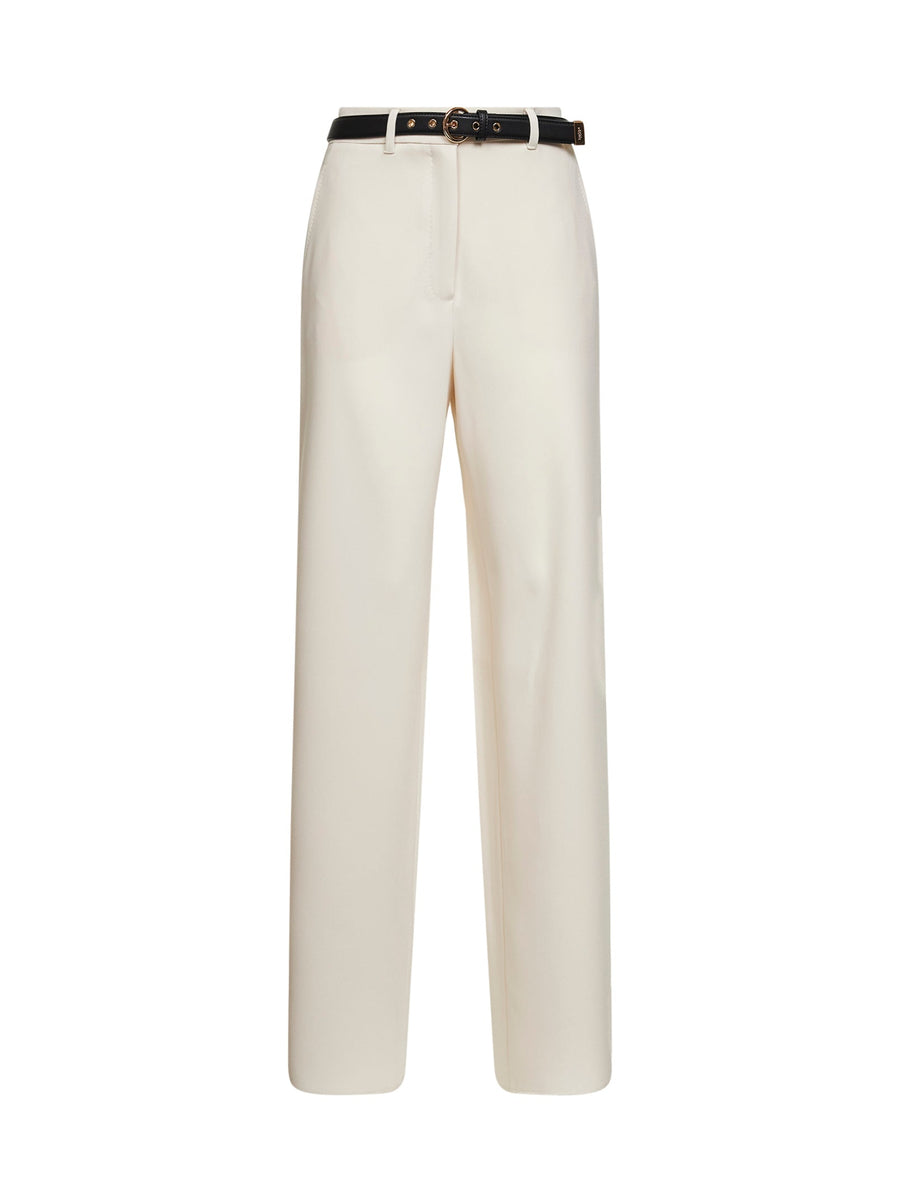 Beige Wide-Leg Cady Trousers Triacetate