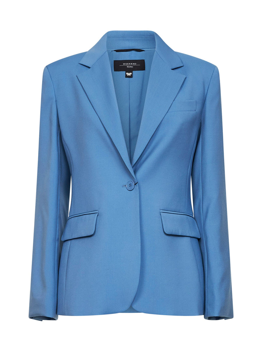 Light Blue Stretch Wool Blazer Virgin Jacket