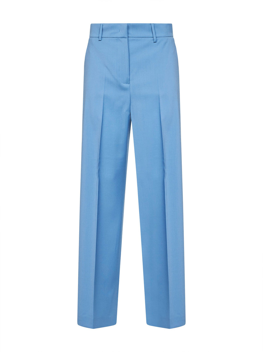 Light Blue Palazzo Trousers Virgin Wool
