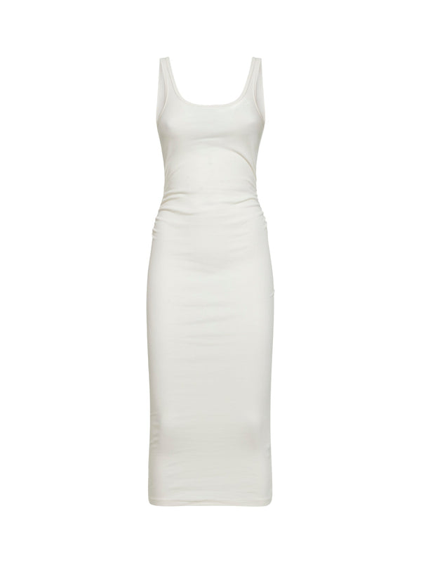Midi Tank Dress Jennifer White Ribbed Jersey Cotton