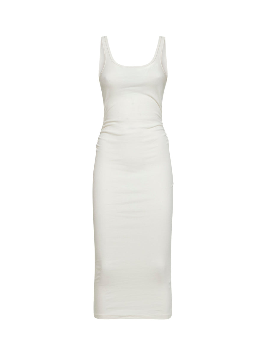 Midi Tank Dress Jennifer White Ribbed Jersey Cotton