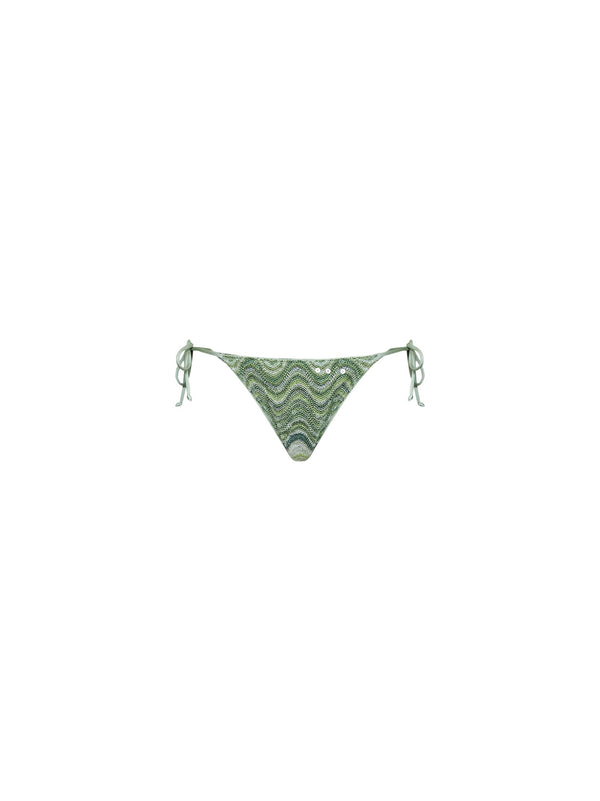 Bikini Bottom Marielle Green Sequin Knit Viscose Swimwear