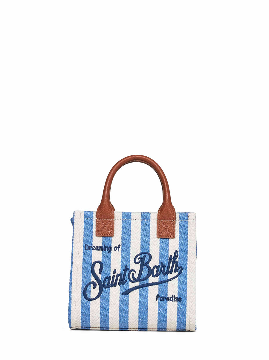 Mini Vanity Bag Light Blue-White Multicolour Calf Leather Handbags
