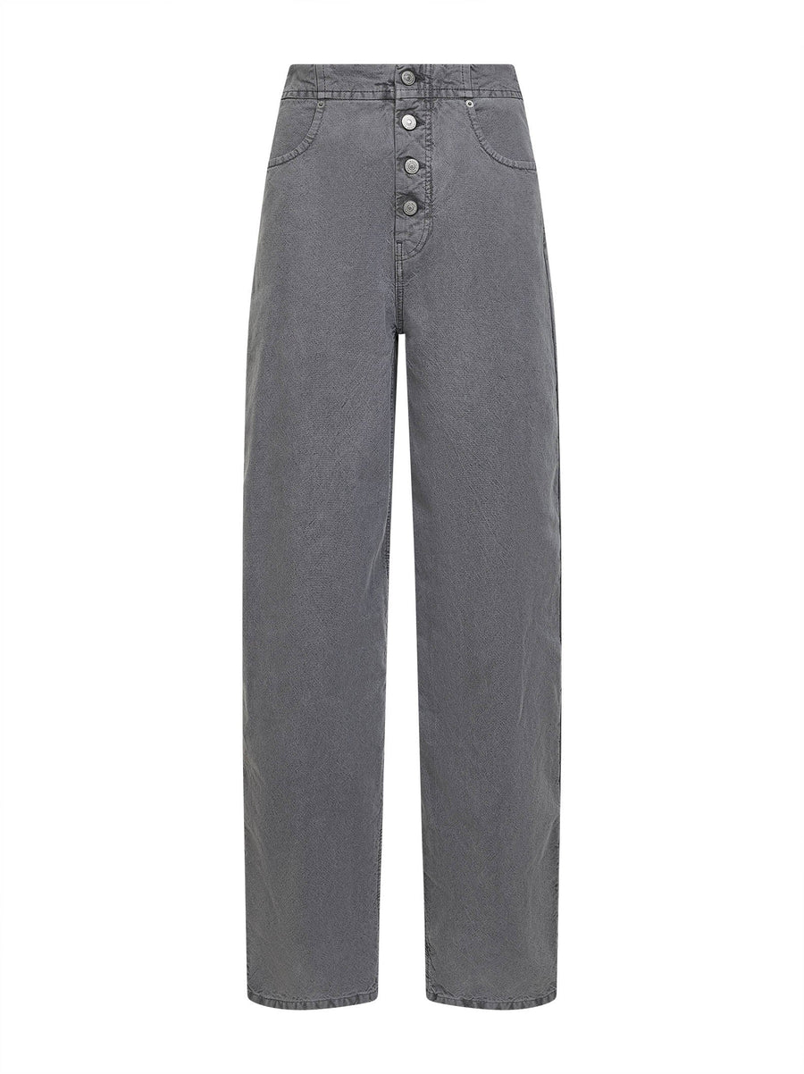 Grey Denim Straight-Leg Jeans Cotton