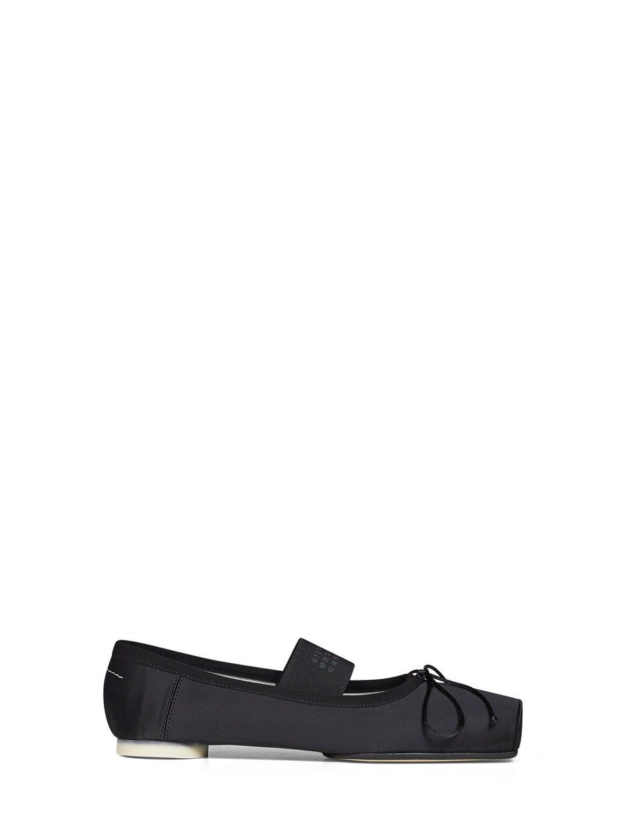 Ballet Flats Satin Black Calf Leather Ballerina Shoes