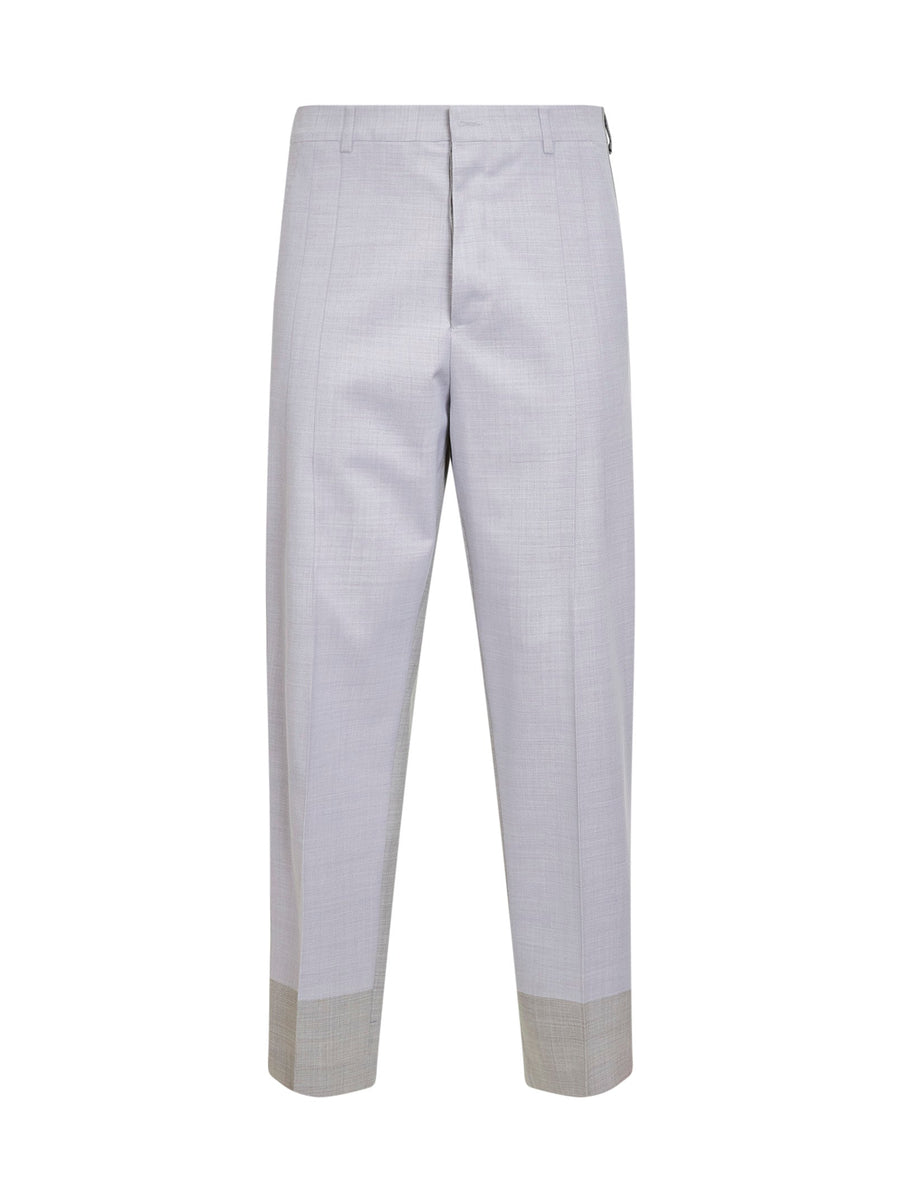 Trousers Two-Tone Grey Virgin-Wool Blend Polyester