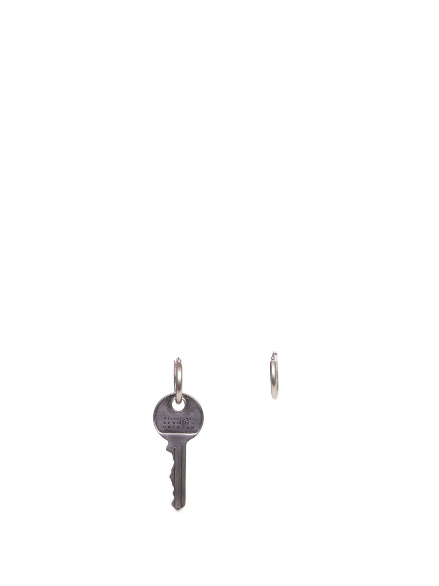 Key And Hoop Earrings Palladium Color Silver Metals & Alloys - Brass