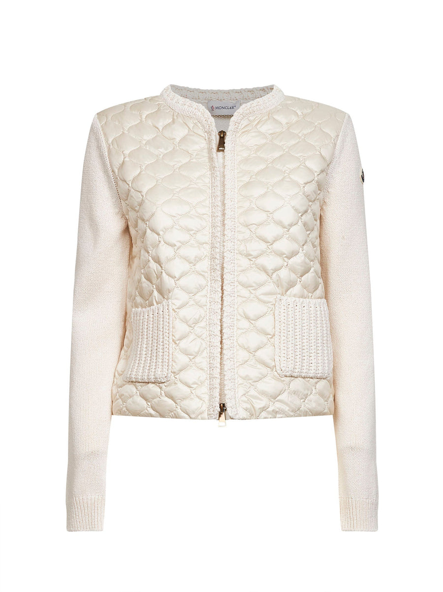Cardigan Quilted Padded Ivory Cotton Cardigans