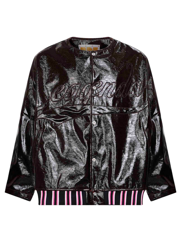 Bomber Jacket Leggenda Due Burgundy Linen/flax