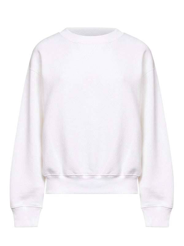 Pony Embroidered Crewneck Sweatshirt White Cotton Sweatshirts