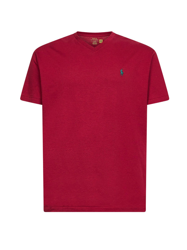 Heritage Red Classic-Fit V-Neck T-Shirt Bordeaux Cotton T-shirts