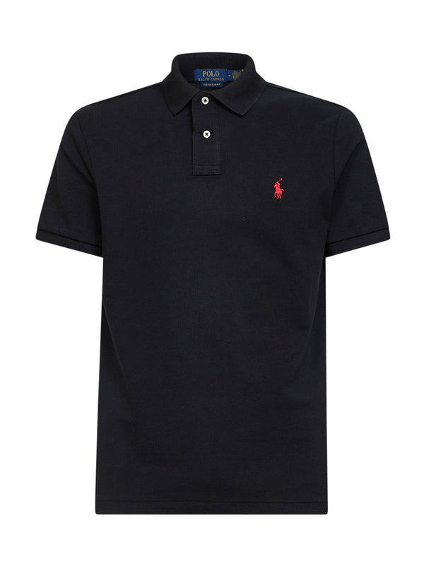 Black Piqué Custom Slim-Fit Polo Shirt Cotton