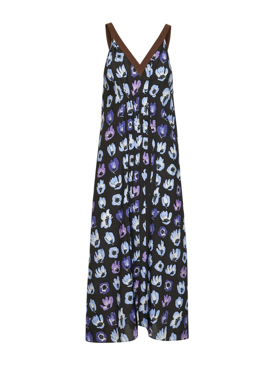 Purple Viscose Printed Midi Dress