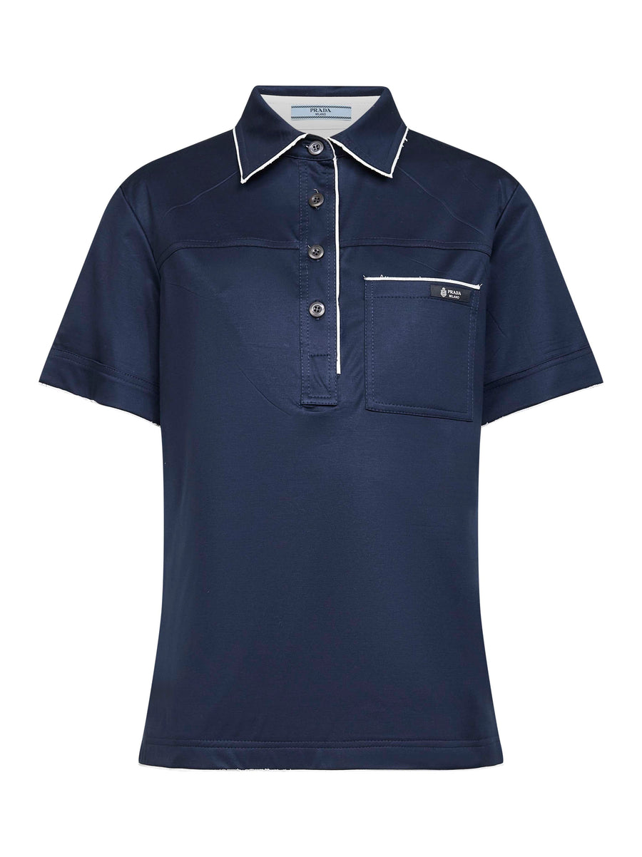 Blue Lisle Cotton Polo Shirt Tops