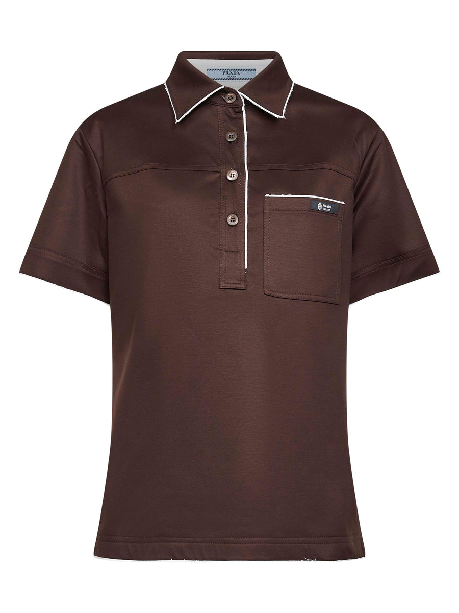 Ebony Lisle Cotton Polo Shirt Brown Natural (veg) - Tops