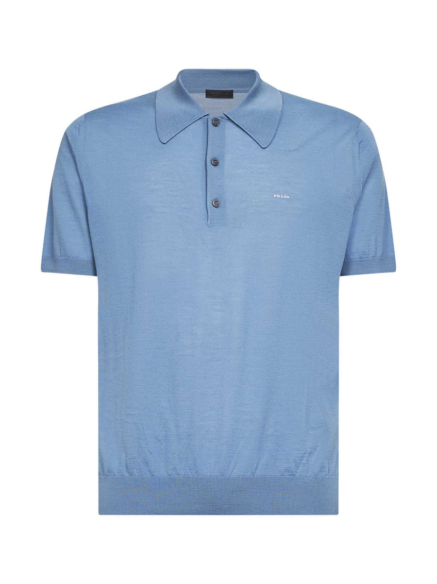 Aviator Blue Superfine Wool Polo Shirt Virgin