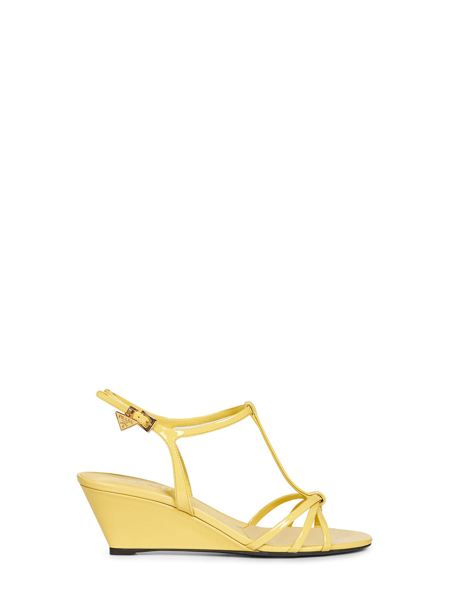 Sandals Pineapple Patent Leather Yellow Calf