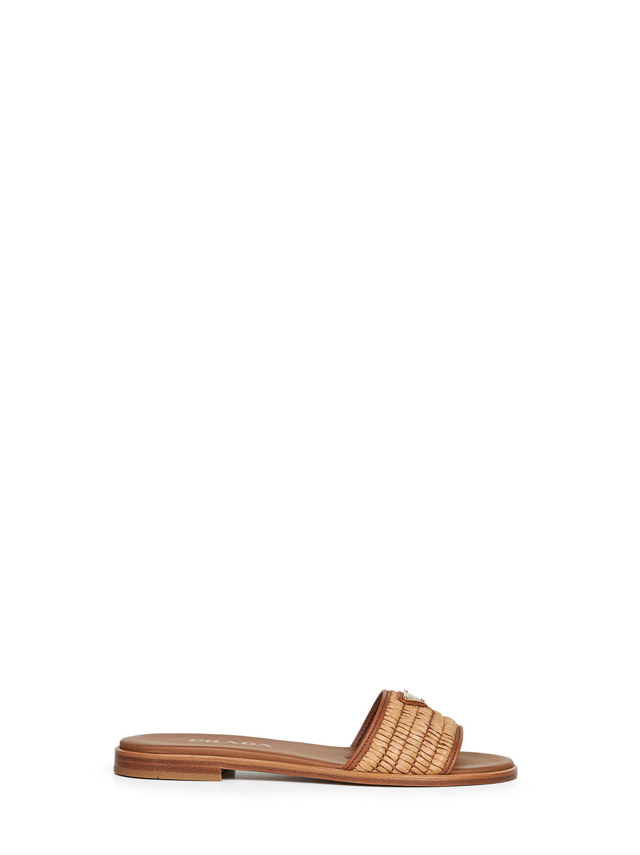 Slide Sandals Camel Leather Calf