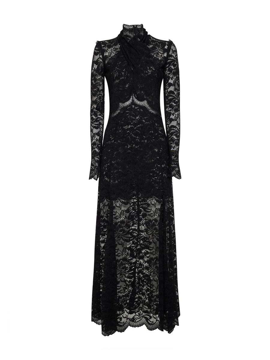 Black Lace Long Dress Polyamide
