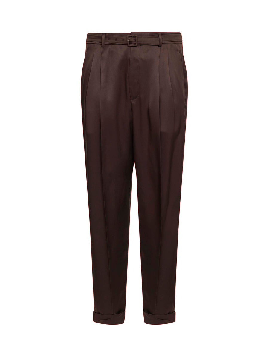 Trousers Slim-Fit Silk Satin Chocolate Brown