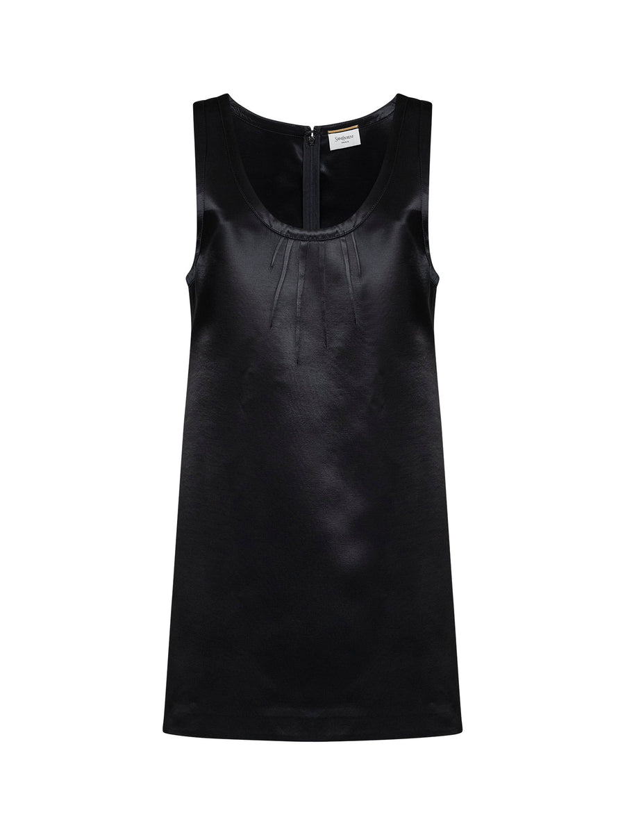 Sheath Mini Dress Cassandre Black Satin Viscose