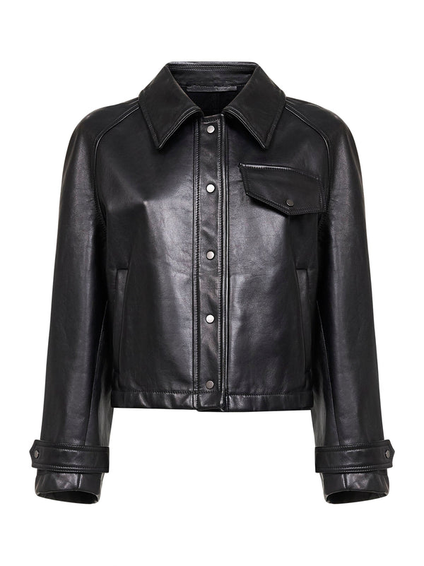 Black Plongè Nappa Leather Jacket Ovine Bomber