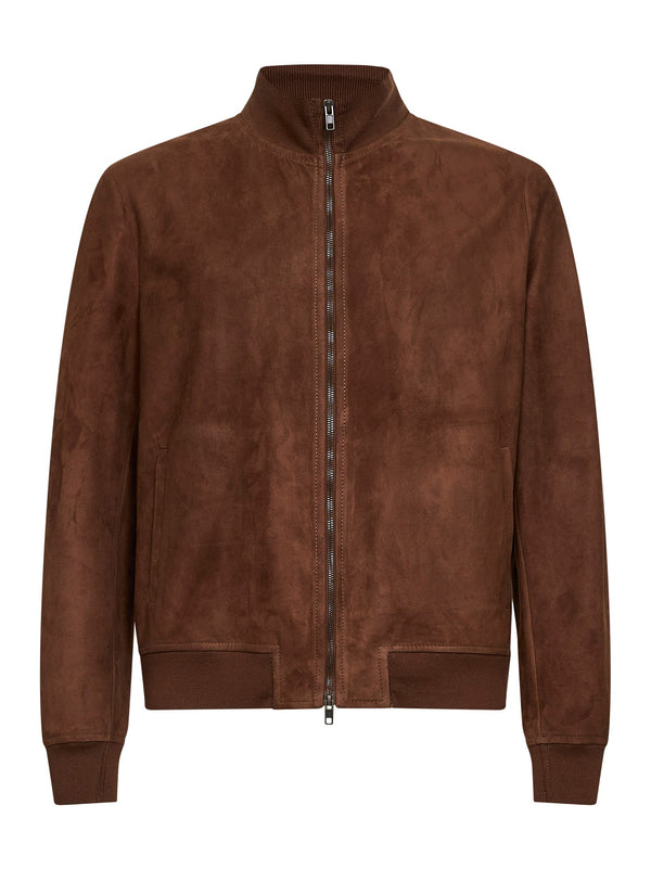 Bomber Jacket Cookie Suede Brown Ovine Leather