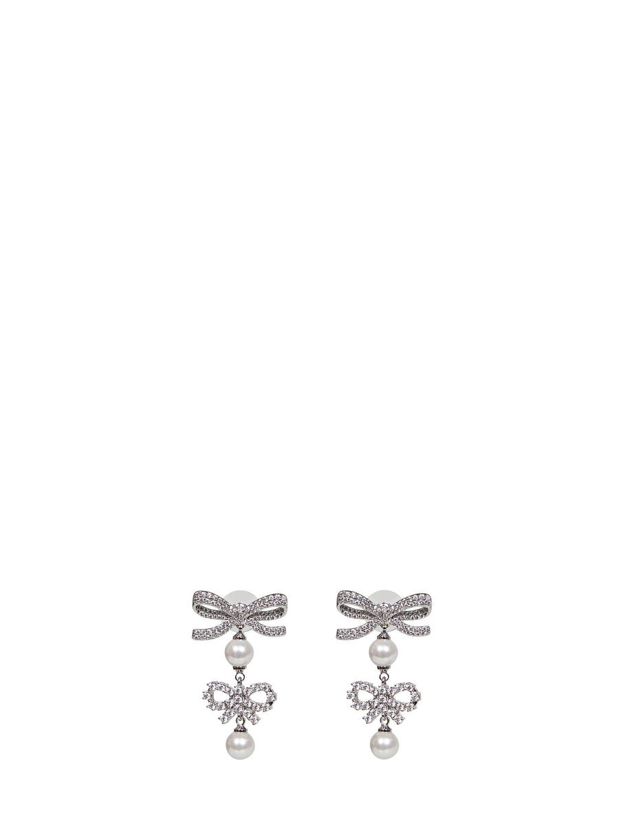 Double Bow Pearl Earrings Silver Metals & Alloys→copper