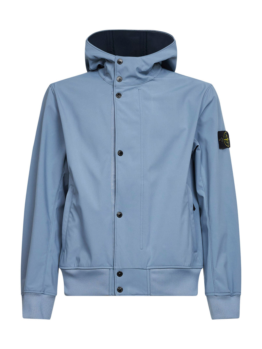 Hooded Soft Shell-R Jacket Light Blue Polyurethane Parkas