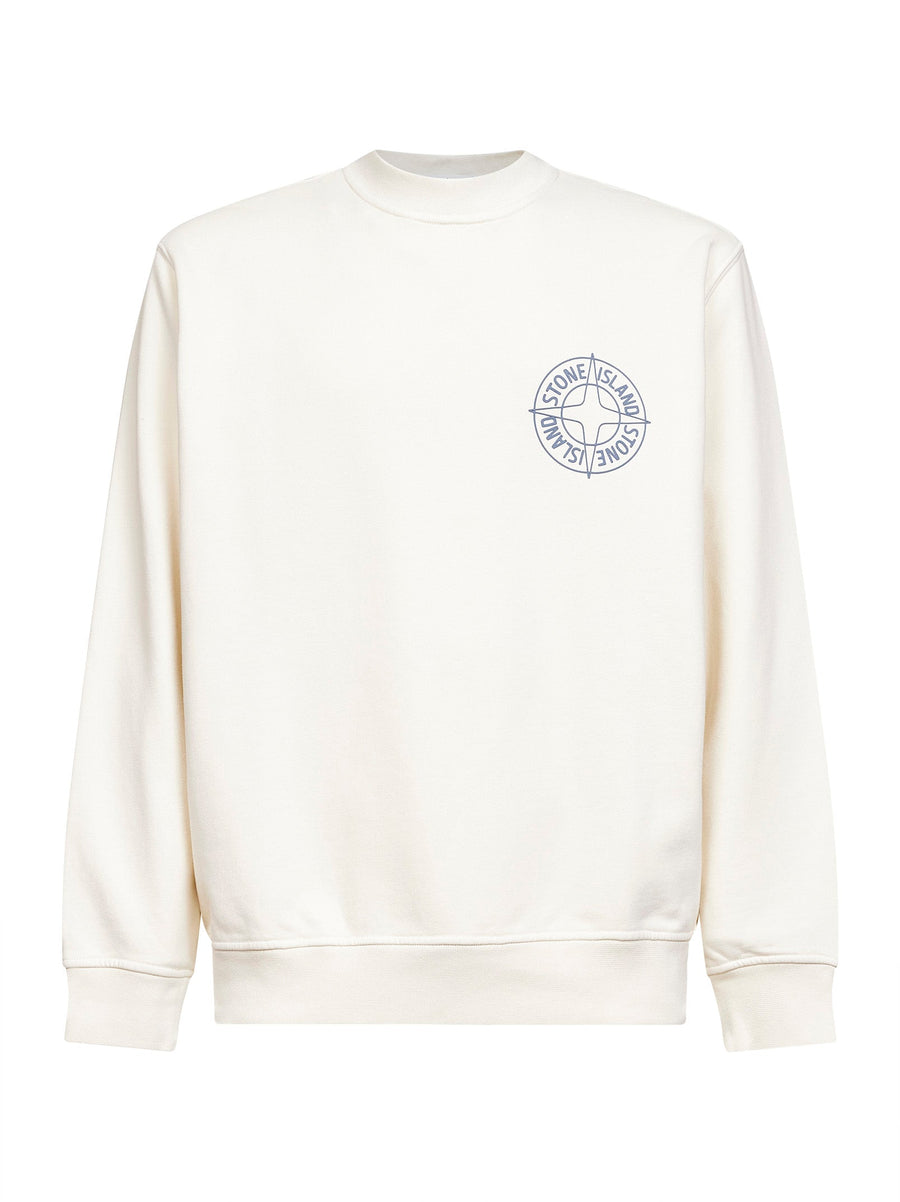 Ivory Cotton Outline Compass Printed Sweatshirt Sweatshirts