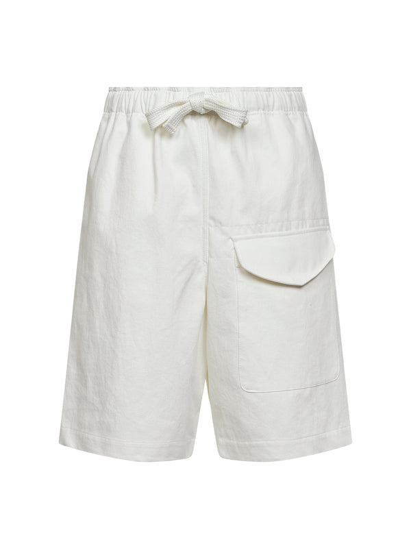 Salt Slub Cotton Twill Bermuda Shorts White