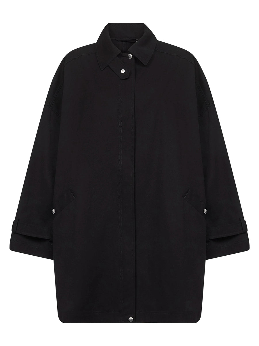 Black Organic Cotton Oversized Trench Jacket & Raincoats