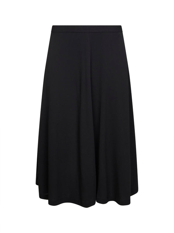 Black Fluid Jersey Midi Skirt Viscose
