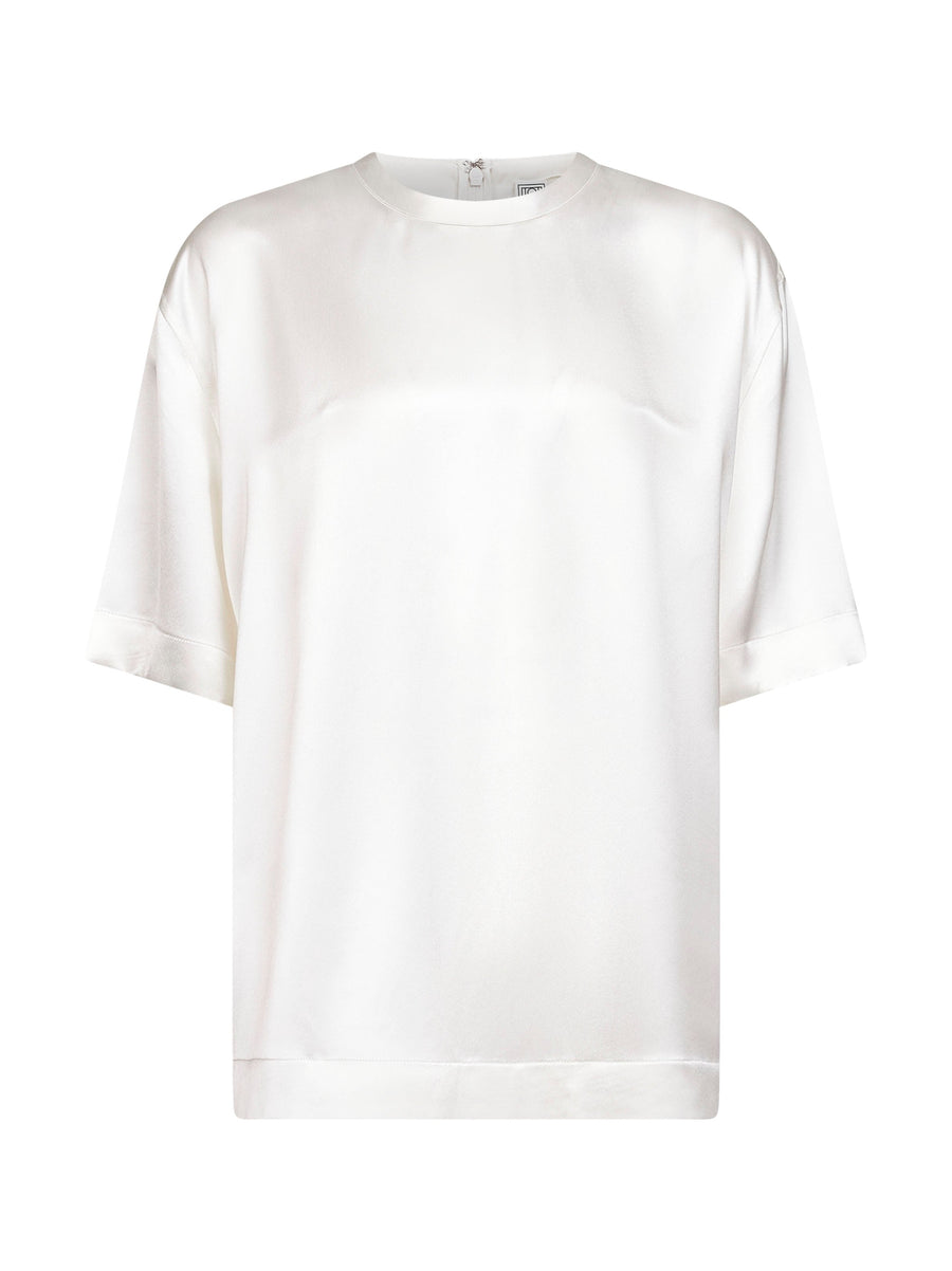 White Viscose Satin T-Shirt T-shirts & Jerseys