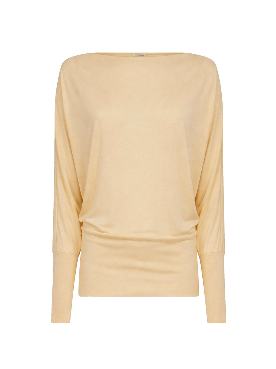 Boatneck Viscose Top Yellow Knitwear