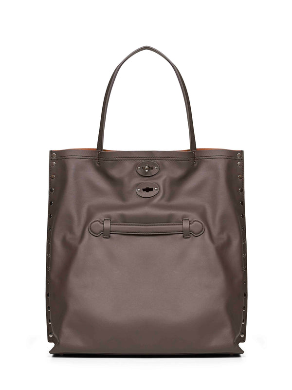 Brown Gianduiotto Medium Tote Bag Bovine Leather (top Grain) Handbags