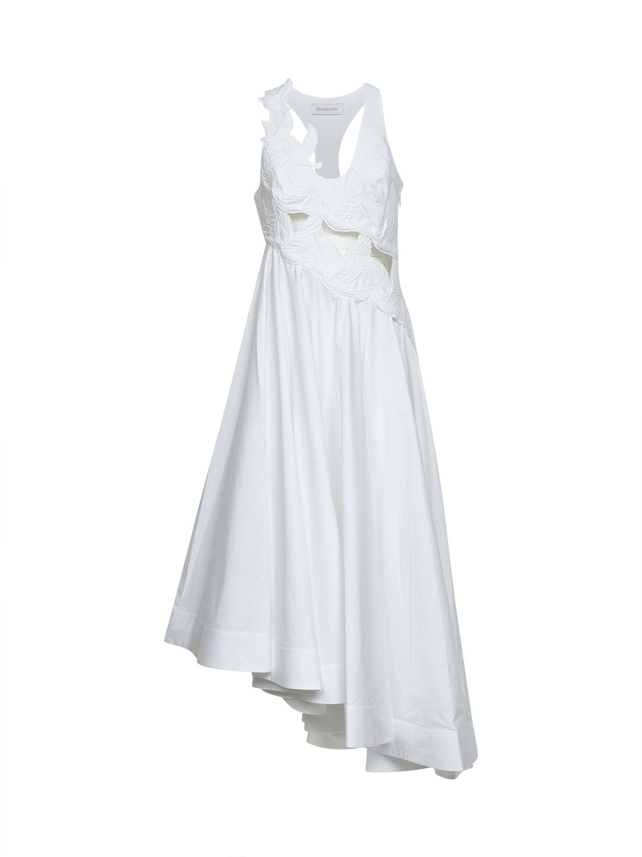 Dress Luna Applique Midi Ivory Cotton