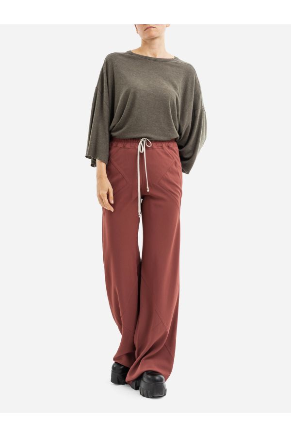Rick Owens Smooth synthetic fabric with supple drape trousers in red