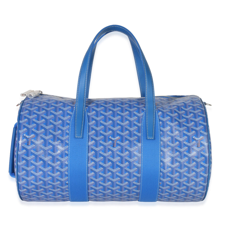 Goyard Sky Blue Goyardine Barrel 40 Sports Bag Coated Canvas Handbag