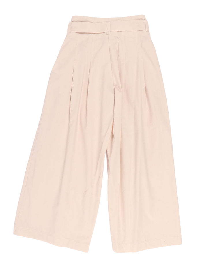 CROPPED PANTS IN POPELINE Beige Cotton