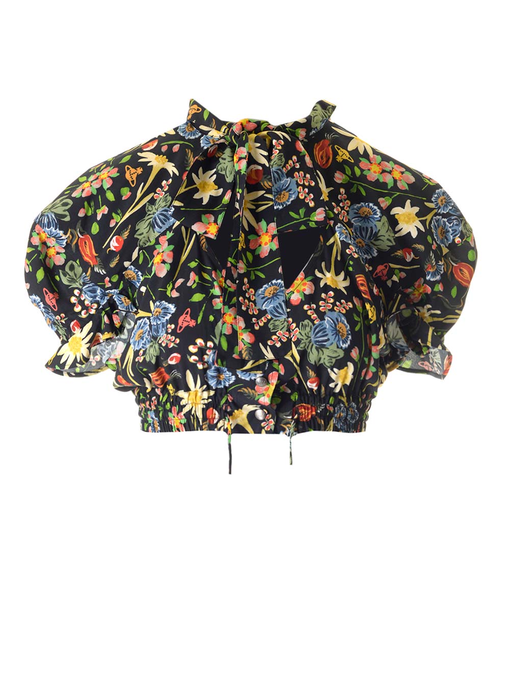 crop top Folk Flower White Viscose Tops