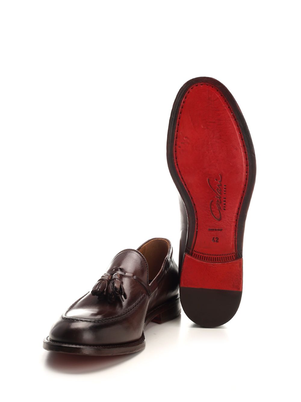 Leather loafer with tassels Brown Lace-up Shoes