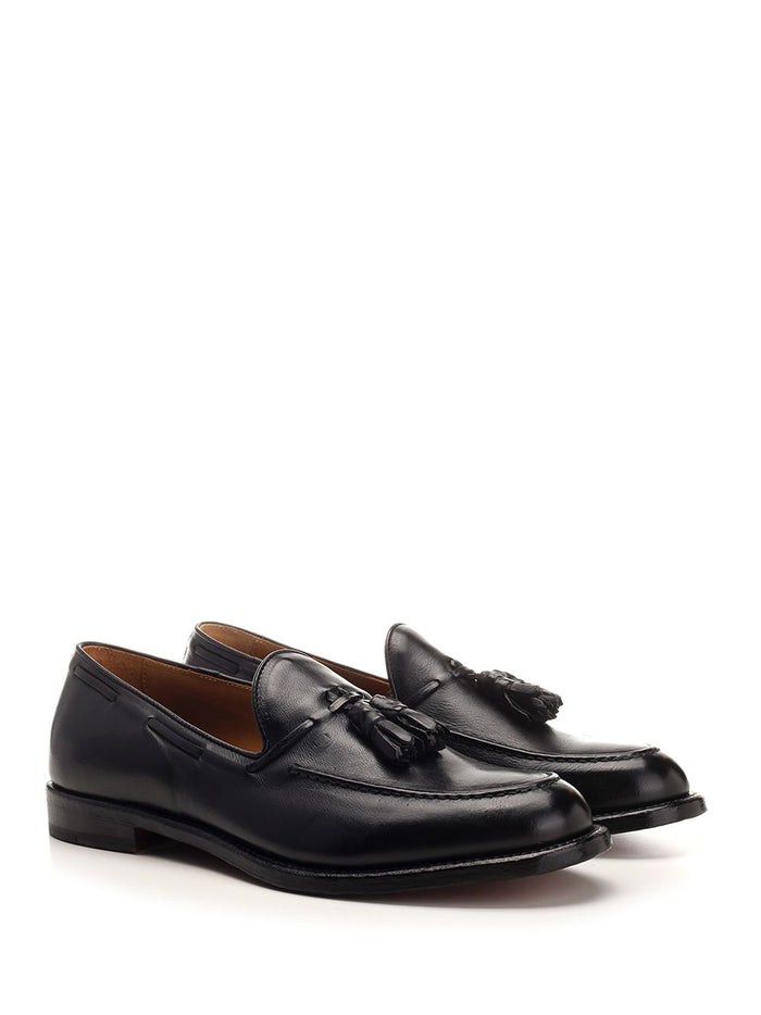 Leather Loafer With Tassels Black Loafers