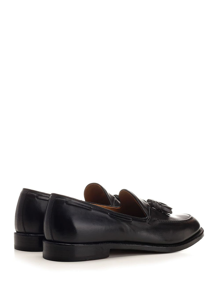Leather Loafer With Tassels Black Loafers