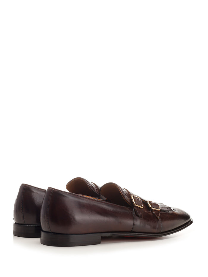 Double buckle loafers Brown Tomaia Vitello Lace-up Shoes