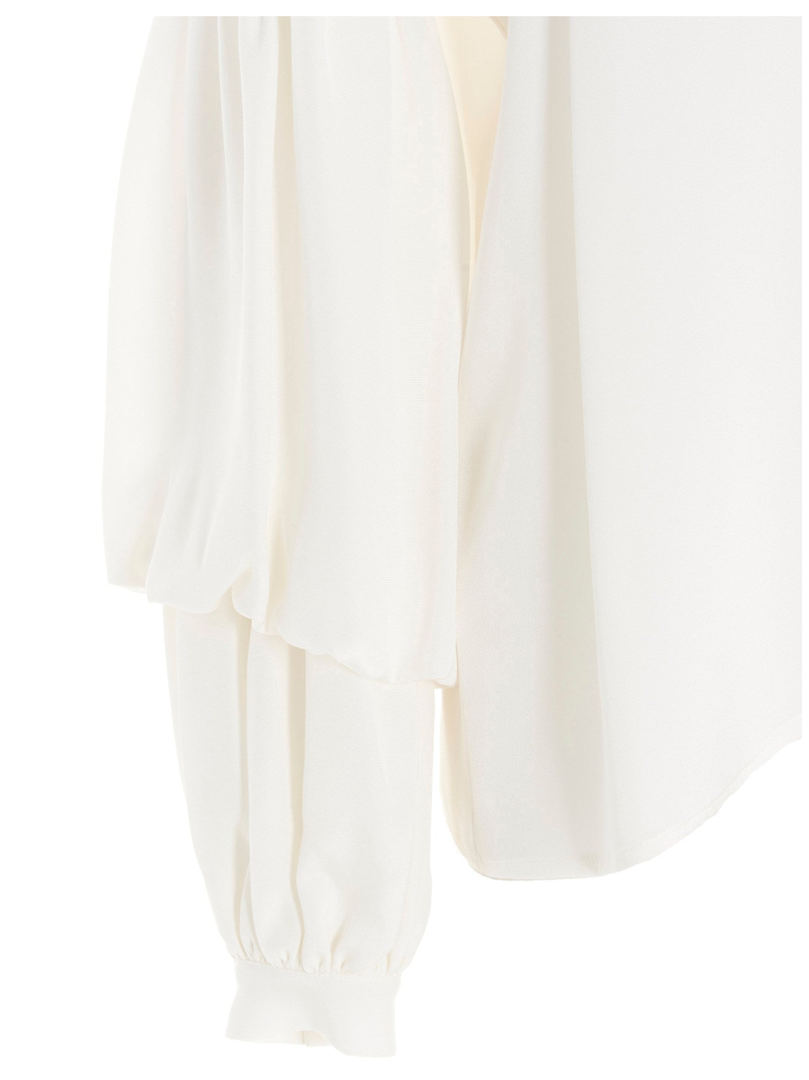 Puff-sleeve silk shirt White Shirt, Blouse